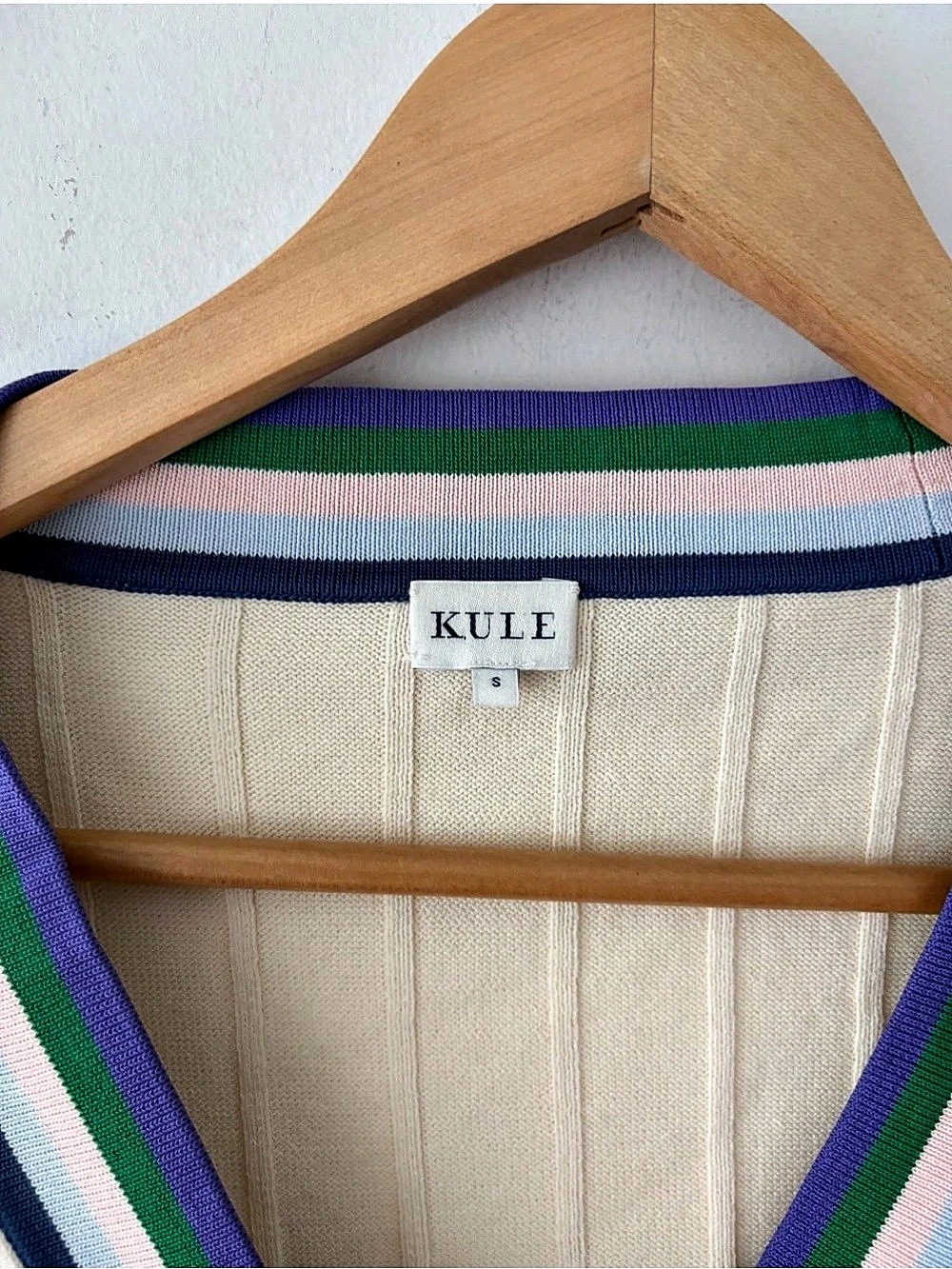 Kule Cream Ribbed Cardigan Size S - Picture 4 of 7